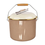 Cubo de esmalte de gama alta para arroz y leche 18/20/22 cm, borde de acero dorado, asa de madera, pomo de tapa plástico, varios colores disponibles